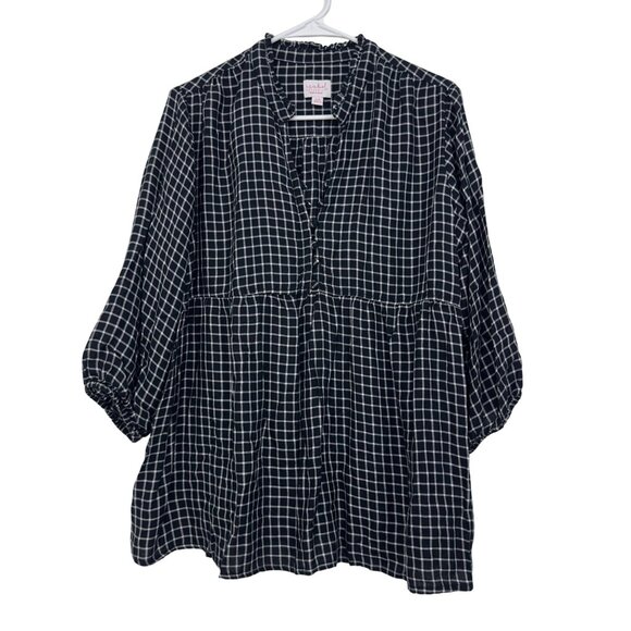 Isabel Maternity Ingrid & Isabel Black & White Checkered Top Blouse SZ XXL - Picture 13 of 13